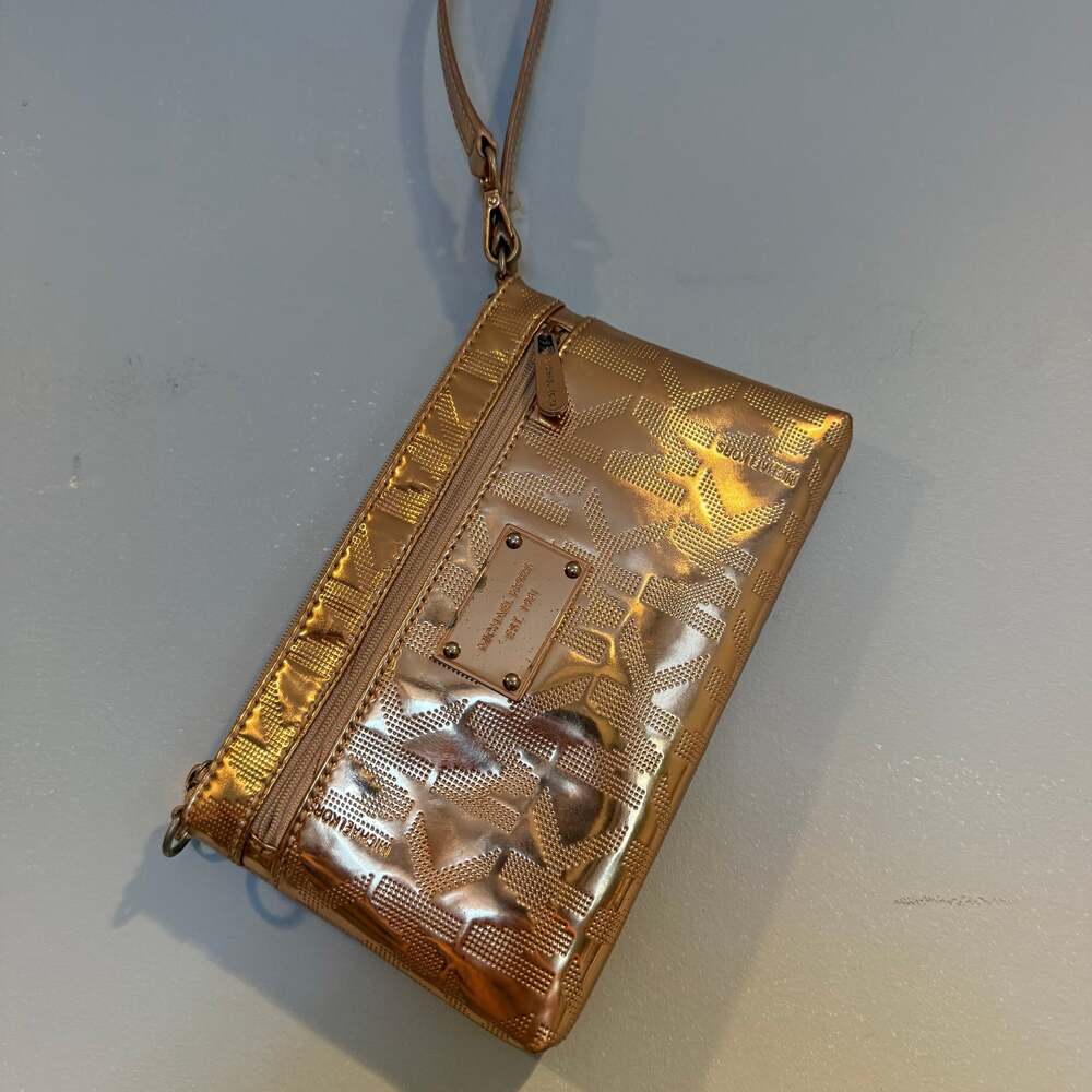 Michael Kors Metallic Rose Gold Wristlet Clutch Wallet